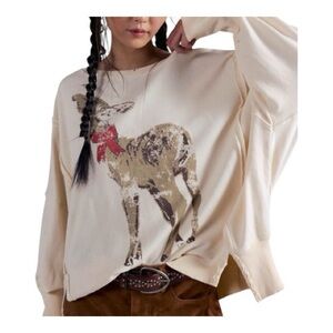 Free People Graphic Camden Deer Combo NWT Size M OVERSIZED